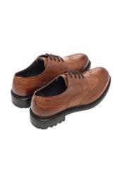 Brown leather men's shoes BUTYM-0548-1H(Z26), product view from the back on a white background.