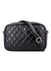 Black quilted women's handbag TOREC-1313-99(Z26), front product view on white background.