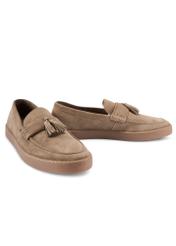 Men's cool beige moccasins BUTYM-0531-1K(W26), diagonal product view on a white background.