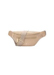 Beige women's imitation leather waist bag TOREC-1190-1A(W26) - front product view, on a white background.