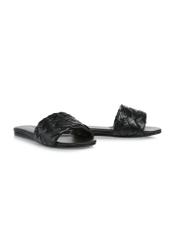 Black braided leather flip-flops BUTYD-1065-99(W24)-02