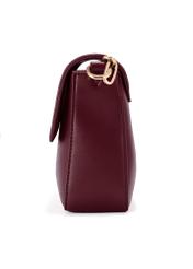 Women's burgundy messenger bag with chain TOREC-0767C-49(Z25), product view from the side on a white background.