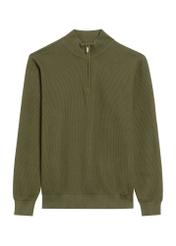 Men's khaki sweater with zipper SWEMT-0167-55(Z25), front product view on white background.