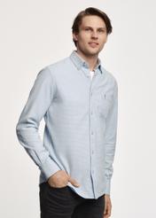 Blue men's shirt in fine peplite KOSMT-0311-60(Z23)-01