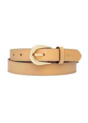 Beige leather women's belt PASDS-0303-1B(W26) - front product view, on white background.
