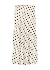 Women's white polka dot skirt SPCDT-0122-0P(W26) - front product view, on white background.