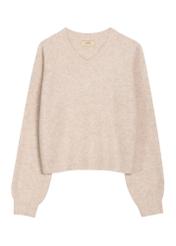 Light beige women's wool blend sweater SWEDT-0271-1A(Z26), front product view on white background.