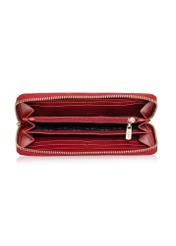 Red leather women's wallet PORES-0800R-4B(W26) - top view of the product on a white background.5