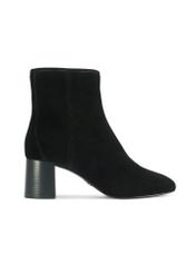 Black suede high-heeled ankle boots BUTYD-1218-99(Z25) - side view of the product on a white background.