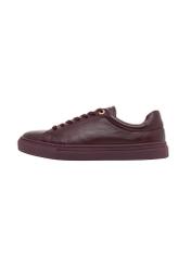 Burgundy women's leather sneakers BUTYD-1068-4E(Z26), side product view on white background.
