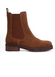 Light brown suede women's Chelsea boots BUTYD-1278-1G(Z26), side product view on white background.