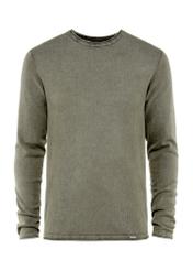 Men's khaki cotton sweater SWEMT-0100-51(W25), front product view on white background.