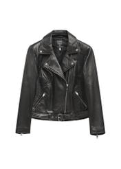 Women's leather biker jacket PLUS SIZE KURDS-0274L-99(KS) - front product view, on a white background.