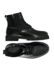 Men's black leather ankle boots BUTYM-0507-99(Z25), top view of the product on a white background.