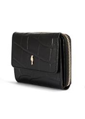 Black leather women's wallet PORES-0906A-97(Z25), diagonal product view on a white background.