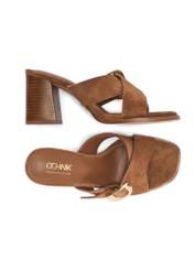 Women's suede mules with a block heel BUTYD-1228-1D(W26)
