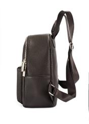 Dark brown women's backpack TOREC-0996A-89(Z25), product view from the side on a white background.
