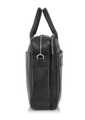 Black leather men's bag TORMS-0299A-99(Z25) - side view of the product on a white background.