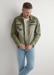 Men's Khaki Transition Jacket KURMS-0405-8F(W26), front product view of the model's silhouette. Half of the silhouette visible.