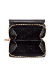 Black small women's leather wallet PORES-0932A-99(Z25), product view inside on white background.