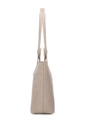 Beige women's shopper handbag TOREC-1204-1D(W26), side product view on white background.