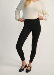 Black women's leggings LEGDT-0001-99(Z25), product view from the front on the model, half of the silhouette visible.