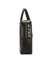 Roomy men's bag made of black leather TORMS-0471-99(Z25), side view of the product on a white background.