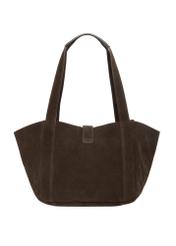 Women's brown suede shopper bag TORES-1422-1I(Z26), back view of the product on a white background.