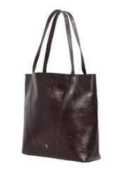 Burgundy croco women's shopper bag TOREC-1304-4D(Z26), diagonal product view on a white background.