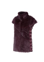 Bordowe futro damskie z kapturem naturalne FUTDT-0023-5513(Z20)-05