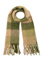 Green women's scarf with wool SZADT-0234-8P(Z26), front product view on white background.