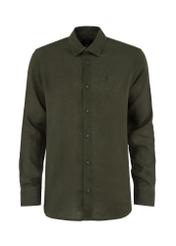 Dark green linen men's shirt KOSMT-0321-54(W24)-03