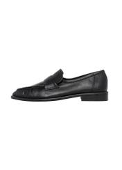 Women's black leather moccasins BUTYD-1328-99(Z26), side product view on white background.