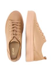 Beige women's leather sneakers BUTYD-1062-1B(W26), top view of the product on a white background.