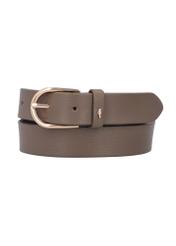 Dark beige leather women's belt PASDS-0345-1K(Z26), front product view on white background.