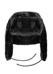 Women's black earflap hat CZADF-0042A-99(Z25) - front product view on white background.