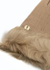 Beige women's wool gloves REKDF-0031 A-81(Z 25) - close-up of the detail on a white background.