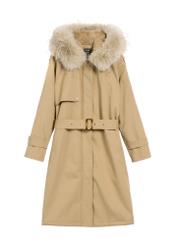 Beige women's winter jacket KURDT-0613-81(Z25) - front product view, on white background.