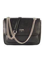 Leather black shoulder bag TORES-1147A-99(Z25) - front product view on white background.
