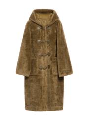 Women's khaki fur coat FUTDP-0070-55(Z25), product view from the front on a white background.