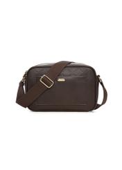 Brown women's handbag with monogram TOREC-1290-1I(Z26), product view from the front on a white background.