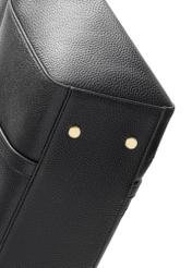 Black shopper bag with monogram TOREC-1160-9P(W26) - close-up of detail, on white background.