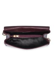 Classic women's leather handbag in burgundy color TORES-1371-4D(Z26), product view inside on white background.