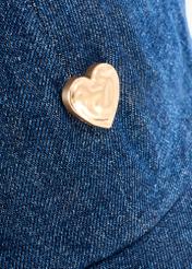 Unisex denim cap CZALT-0017-7H(W26) - close-up detail, on white background.
