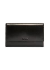 Black large leather women's wallet PORES-0974-99(Z25), product view from the front on a white background.