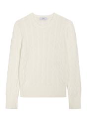 Cream women's cotton sweater SWEDT-0269-0B(Z26), front product view on white background.