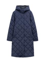Navy blue women's quilted jacket KURDT-0667-7D(Z26), front product view on white background.