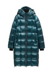 Women's winter jacket in turquoise color KURDT-0677-7F(Z26) - front product view, on white background.