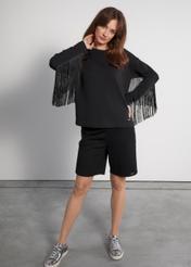 Black knit shorts for women SZODT-0006-99(W23)-02