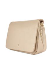 Beige leather women's handbag TORES-0911F-1B(W26) - diagonal product view, on a white background.